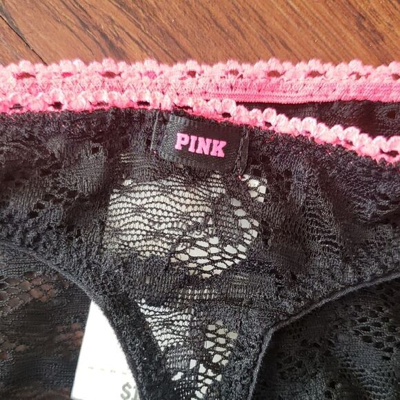 Victoria's Secret Black Lace Thong Size L New Whimsigoth Fairy Romantic Feminine - Picture 3 of 4